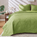 JYHOPE Grass Twin Quilt Set 68x90 Lightweight Microfabric Bedspread, 3-Piece Quilt Bedding with Pillow Shams, Summer Cooling Quilts, Ribbon Wrapped Gift - color: Wood Pattern-grass, size: Twin(68x90)