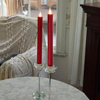 Flameless Taper Candles Flickering with Remote and Timer, 3D Moving Flame Taper Candle Battery Operated to 400 Hours, 9 Inch Window Candles, (Glittter Red) - color: Glittter Red