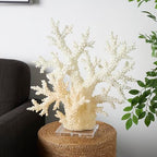 Deco 79 Polystone Coral Decorative Sculpture Home Decor Statue with Clear Acrylic Base, Accent Figurine 21" x 6" x 21", Cream - size: 21" x 6" x 21"