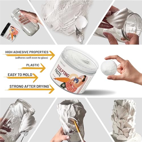 Kamenskaya Sculpture Paste - Paper Paste for Sculpting - White Matte, 500 ml (16.9 fl oz)
