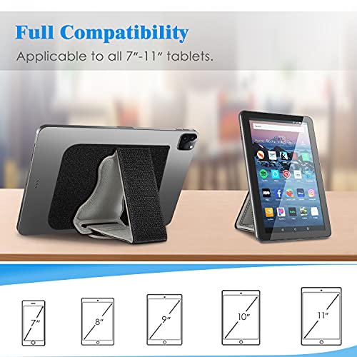 Fintie Universal Tablet Hand Strap Holder - [Dual Stand Supports] Detachable Padded Hook & Loop Fastening Handle Grip with Adhesive Patch for iPad/Galaxy Tab and All 7-11" Tablets, Gray - color: Gray
