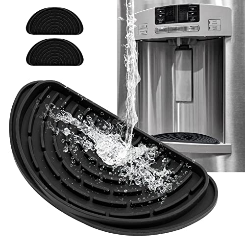 Refrigerator Drip Catcher, Refrigerator Drip Tray For Water Tray,Fridge Water Dispenser Drip Tray Prevents Water Splashes,Non-slip Silicone Dispenser Drip Collector for Ge Samsung -2 PCS Black - color: Black, size: 2PCS Semi-Circular