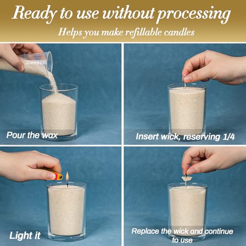 Sukh Nude Snow Pearled-Candles with Wicks - DIY Candle Sand,Pearled Sand Wax with Wicks,Pearled Wax,Refillable for Weddings,Partie,Halloween,Christmas,Thanksgiving - color: Nude