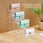 Kathfly 2 Pack 7-Tier Acrylic Wallet Display Stand Clear Purse & Handbag Organizer Riser Shelf for Perfume, Sunglasses, Cosmetics, Jewelry Vendor Display for Craft Fairs, Retail - size: 7-tier