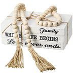 Jetec 3 Pcs Decorative Display Books Hardcover White Home Decor Coffee Table Faux Farmhouse Stacked Fake Decorative Books with Wood Bead Tassels for Shelves Kitchen, 58 Inch, Family Where Life Begins - style: Family Where Life Begins