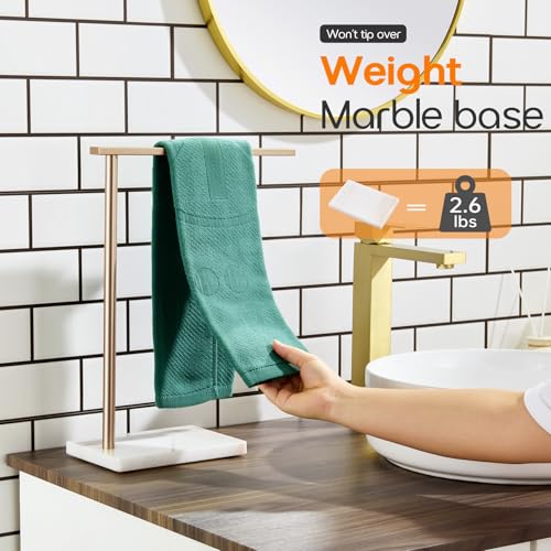 Hand Towel Bar for Bathroom Vanity Countertop 1-Tier Towel Holder Free Stand with Heavy Marble Base Thicken Steady, Champagne Bronze Stainless Steel AN7002CPG - color: Champagne Bronze, size: 1-Bar