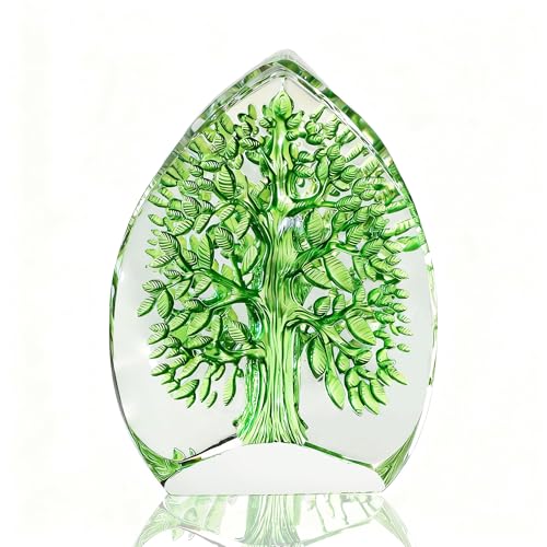 QFkris Crystal Tree of Life Decor Figurine for Home Decor, Office Desk, 3.7" Glass Tree of Life Paperweight for Positive Energy, Money, Good Luck, Lucky Gifts for St. Patrick's Day Women, Mom - size: Large