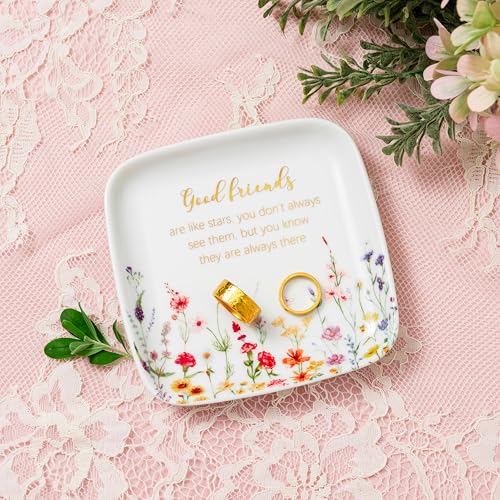 Crisky Jewelry Ring Dish Friend Gifts for Women, Long Distance Friendship Gfits for Women Female Best Friends Birthday Party, Good Friends Are Like Stars - style: Friend - Good Friends Are Like Stars …