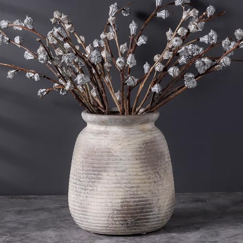 Ceramic Flower Vase, 7.48" Rustic Vases Home Decor Farmhouse Vintage Pampas Decorative Pottery Clay Vases for Table Living Room Bookshelf Entryway Kitchen Bathroom Bedroom - color: 7.5“ H - Rustic