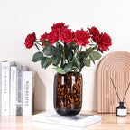 8.2in Amber Vase,Brown Glass,Round Art,Modern Clear Glass Vase,Decorative Bottles for Home Decor,Farmhouse Centerpiece,Wide for Living Room, Kitchen,Office, Dining (S) - size: Small