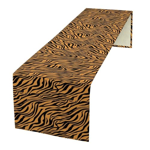 Tiger Pattern Print Table Runner Unique Power Fashion Tablerunner for Kitchen Cafe Dining End Table Sofa Holiday Wedding Home Decor 13x36in - color: Fur-12, size: 13x36in