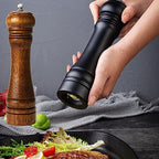 Wooden Pepper Mill Set Salt Black Pepper Grinder Kit Manual Mills Solid with Strong Adjustable Ceramic Grinders 2 Piece 8 Inches - color: F 2 Retro + Black