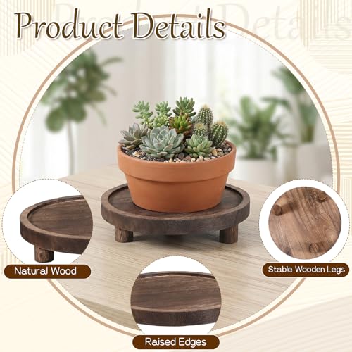 3 PCS Wooden Display Risers for Display, Round Wood Displays Stands, Woods Cake Stand for Party, 5-8 Inch Woods Pedestal Stand with Natural Grain for Candle, Flower and Home Displays(Rustic Brown,8''6''5'')