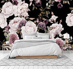 Peony Flowers Wall Mural - Purple Flower Wallpaper, Rose Mural - 103" x 69" (Not Self-Adhesive) - color: Murals-01, size: 103" x 69"