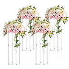 Geetery 4 Pieces 28 Inch Tall Acrylic Vase Wedding Centerpieces Clear Flower Stand Column Geometric Floral Vase Elegant Display Holder for Birthday Party Wedding Table Decorations - size: 28 Inch