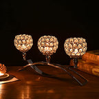 VINCIGANT Candle Stick Holder Decor Gold Candle Holders for Wedding,3-Candle Candelabras for Valentine's Day Party Dinning Room Table Centerpiece,Gift Boxed for Housewarming - size: 1 Piece 8.3" tall