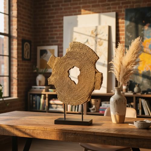 Modern Abstract Decorative Sculpture, Dining Living Room Desk Decor,Geometric Home Decor Statues,Shelf Top Decor Aesthetics, Wood Grain - color: 13.58"wood Grain