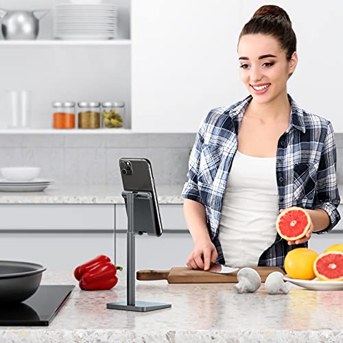 OMOTON Cell Phone Stand, Adjustable Angle Height Desk Phone Dock Holder for iPhone Air/17 Pro Max/ 11 Pro/XS Max/XR, Samsung Galaxy S20 / S10 / S9 / S8 and Other Phones (3.5-7.0-Inch), Gray - color: Gray