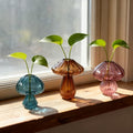 Glass Mushroom Propagation Planter - Set of 3 Cute Plant Propagation Stations for Indoor Plants, Unique Small Hydroponic Vase Jars Mini Terrariums for Window Living Room Bathroom Shelf Decor