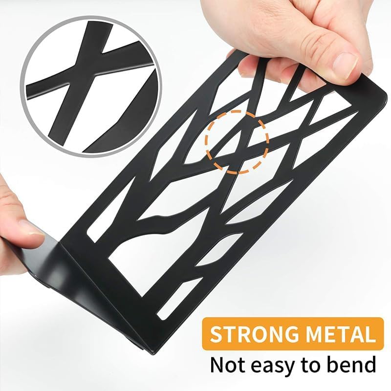 2 Pieces Black Book Ends for Shelves, Modern Tree Design Decorative Bookends, Non-Slip Heavy Duty Metal Book Stopper - 7 x 4.7 x 3.5”