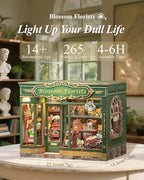 Cutefun Book Nook Kit - DIY Miniature Flower Shop Booknook Kits for Adults and Teens, 3D Wooden Puzzle Bookend Bookshelf with LED Light, Creative Crafts Gifts for Book Lovers (Blossom Florists) - style: Blossom Florists