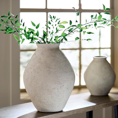 Signature Design by Ashley Hannela 17" Modern Distressed Polyresin Vase, Antique Tan - color: Tan, size: 17 inch