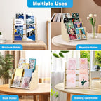 Greeting Card Display Stand , Acrylic Sticker Display Holder for Vendors, Counter Retail Display Rack , 4-Tiered Wooden/Acrylic Display stand for postcard /Brochure/Photos/Picture