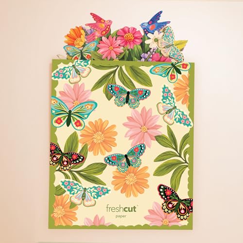 Freshcut Paper Pop Up Cards, Enchanted Garden, 12 Inch Life Sized Forever Flower Bouquet 3D Popup Greeting Card, Birthday Cards, Thank You Card, Blank Notecard & Envelope - color: Enchanted Garden, size: Classic