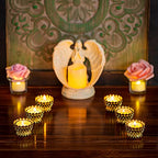 Sziqiqi 12 Pcs Lotus Ghee Lamp Holder Butterlamp Tea Light Holder Tibetan Copper Oil Lamp Altar Supplies, Gold - size: Pack of 12