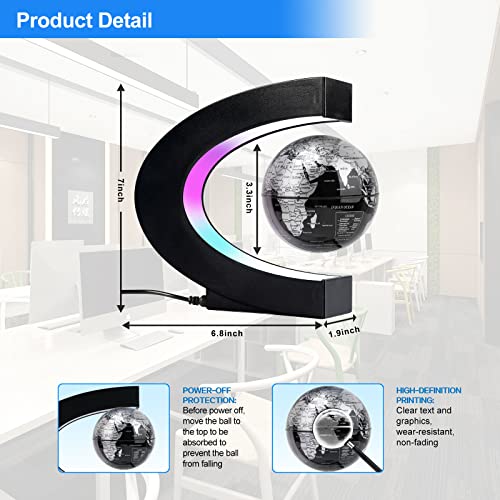 Flagest Magnetic Levitation Floating Globe, C Frame Levitating Globe with LED Lights, Cool Gadgets for Men Boys and Girls, Cool Tech Gifts for Office Bookshelf Home Desk Decor - color: Black