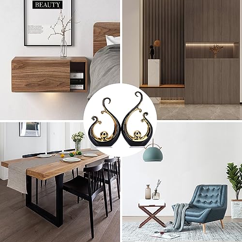 DOVDOV Abstract Ceramic Black Statue 2 Piece Set, Modern Art Black Gold Home Decor, Unique Home Decor, Coffee Table Bookshelf Room Shelf Coffee Table Console TV Stand Decor and Accessories. - color: 56-1
