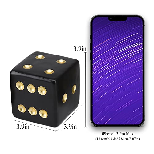 BRABUD Resin Jumbo Dice Decor Black & Gold Dice Statue Living Room Bedroom Office Photographic Decoration 3.9'' TQGJBS379 - color: Black, size: 3.9''