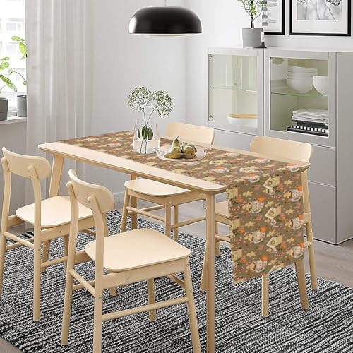 Christmas Gingerbread Table Runner Dessert Fruit Coffee Funny Gingerbread Cookie Table Runners for Kitchen Dining Table Home Party Decor 13x36in - color: Brown-beige, size: 13x36in