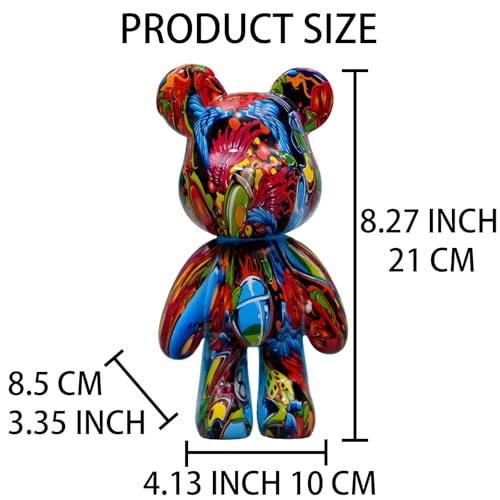 Graffiti Bear Statue Decor for Home, Resin Animal Sculpture Ornament for Indoor Room (Type D) - color: Type D