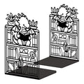 Peacoblue Metal Bookends for Shelves, Modern Decorative Heavy Duty Study Book Ends Stoppers for Office, Desk, Shelf, Room 5.3"x4.3"x7.9" Cast Iron Simple Tall Bookends 1 Pair (Dragon with Bookshelf) - style: Dragon with Bookshelf