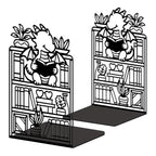 Peacoblue Metal Bookends for Shelves, Modern Decorative Heavy Duty Study Book Ends Stoppers for Office, Desk, Shelf, Room 5.3"x4.3"x7.9" Cast Iron Simple Tall Bookends 1 Pair (Dragon with Bookshelf) - style: Dragon with Bookshelf