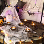 FORUP 6 Pack Metal Spider Tea Light Candle Holders, Halloween Candle Holder, Halloween Home Table Decoration, Black