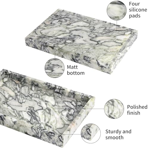 Marble Bathroom Vanity Tray, Natural Luxury Vanity Home Kitchen Bathroom Table Tray, Stone Decorative Countertop Dresser Trays for Key Coffee Perfume Jewelry Makeup (Green Emerald, 12"x 8" x1.2") - color: Green Emerald, size: 12" x 8" x 1.2"