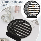 Kathfly Large Boho Moon Wooden Earring Display Organizer Stand Gift 10 Inch Floral Goth Earrings Stud Jewelry Holder Dangle Hanging Holder Gift for Women(Black) - color: Black