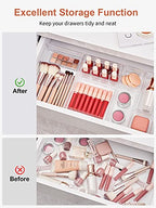 SMARTAKE 13-Piece Drawer Organizer with Non-Slip Silicone Pads, 5-Size Desk Drawer Organizer Trays Storage Tray for Makeup, Jewelries, Utensils in Bedroom Dresser, Office and Kitchen (Clear) - style: 13 PCS