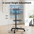 PERLESMITH Rolling TV Stand for 23-63 Inch Flat/Curved Screen TVs up to 88 lbs, Mobile TV Stand on Wheels, Portable TV Stand with Tilt & Height Adjustable,Outdoor TV Stand Max VESA 400x400mm PSTVMC10 - size: 23-63 Inch