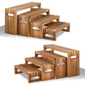 8 Pcs Wood Risers Display Stands, 2 Set Wooden Risers for Table Display, 4 Tier Rectangular Riser Display Stand Wooden for Cupcake, Desserts, Perfume, Collections, Jewelry Showcase