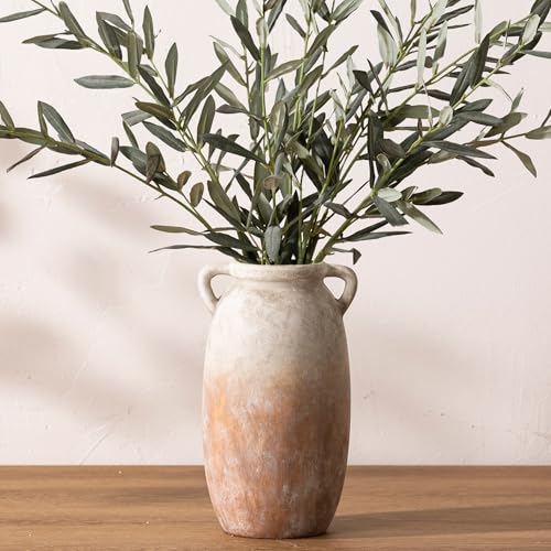 Dobbyby Ceramic Flower Vase 12 inch Farmhouse Rustic Vase Decorative Pottery Terracotta Tall Vases for Home Decor Table Mantle Fireplace Living Room Bathroom Wedding Centerpiece (Large-Aged Terra) - color: L-aged Terra