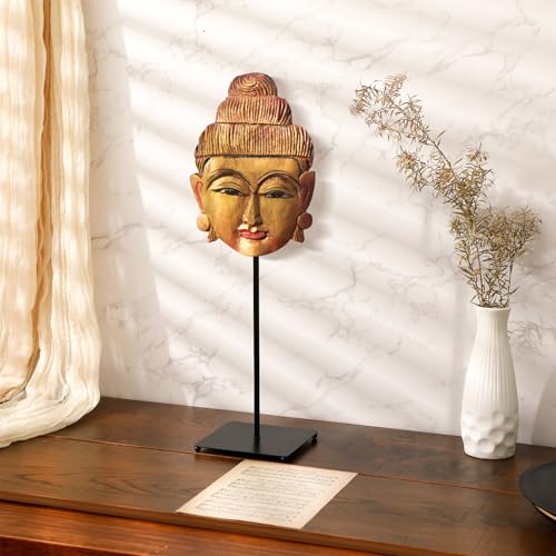 RattanView Mask Display Stand Holder for African and Tribal Mask Artifacts Statues Sculpture Figurine for Displays, Shows and Art Exhibits(4.72 x 4.72 x 16.5 Inch) - size: 4.72 x 4.72 x 16.54 Inch