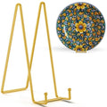 TR-LIFE 14 Inch Gold Metal Plate Stand (2 Pack) - Heavy Duty Display Easel for Large Plates, Frames, Platters and Art - size: 14 Inch