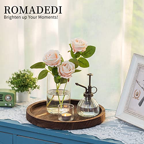 Wooden Decorative Tray Candle Holder: Romadedi Round Wood Tray Home Decor, Small Rustic Trays for Coffee Table, Ottoman, Table Centerpieces for Dining Room, Living Room, Farmhouse Kitchen - color: Rustic-round