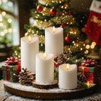 Raycare 3"x4"6" 8" Outdoor Waterproof Flameless Candles, Battery Operated LED Candles with Remote Control and Timer, Electric Fake Plastic Pillar Candles, Ivory White, Set of 3 - color: D3"xH4"6"8"-Ivory White