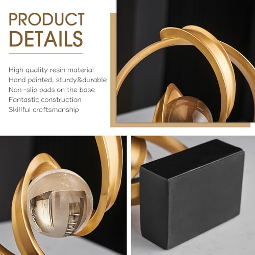 Modern Gold Statue Decor for Living Room, Abstract Art Sculptures Home Décor Accents for Coffee Table TV Stand Bookshlf, Resin Decorations for Dining Room Office Bedroom - color: F-gold