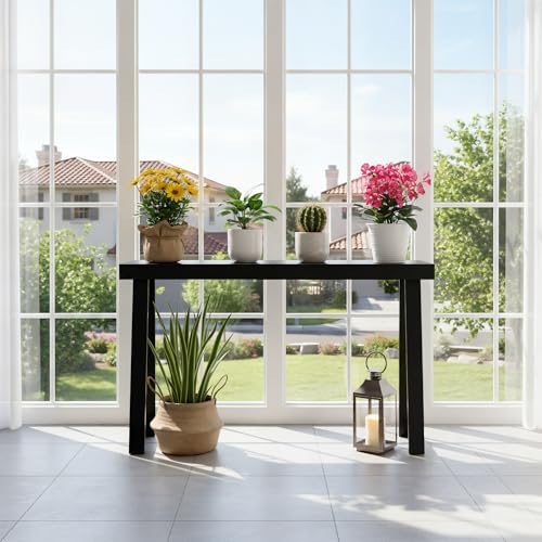 Plank+Beam Solid Wood Console Table, 56 Inch, Sofa Table, Narrow Entryway Table for Hallway, Behind The Couch, Living Room, Foyer, Easy Assembly, Black - color: Black, size: 56" Console Table