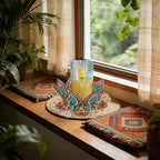 DIY Diamond Art Painting Candlestick Holders 5.71in Mandala Flower Shape Desk Candle Tray Tabletop Ornaments for Wedding Ramadan Party Home Table Centerpiece-Mandala02 - color: Mandala02